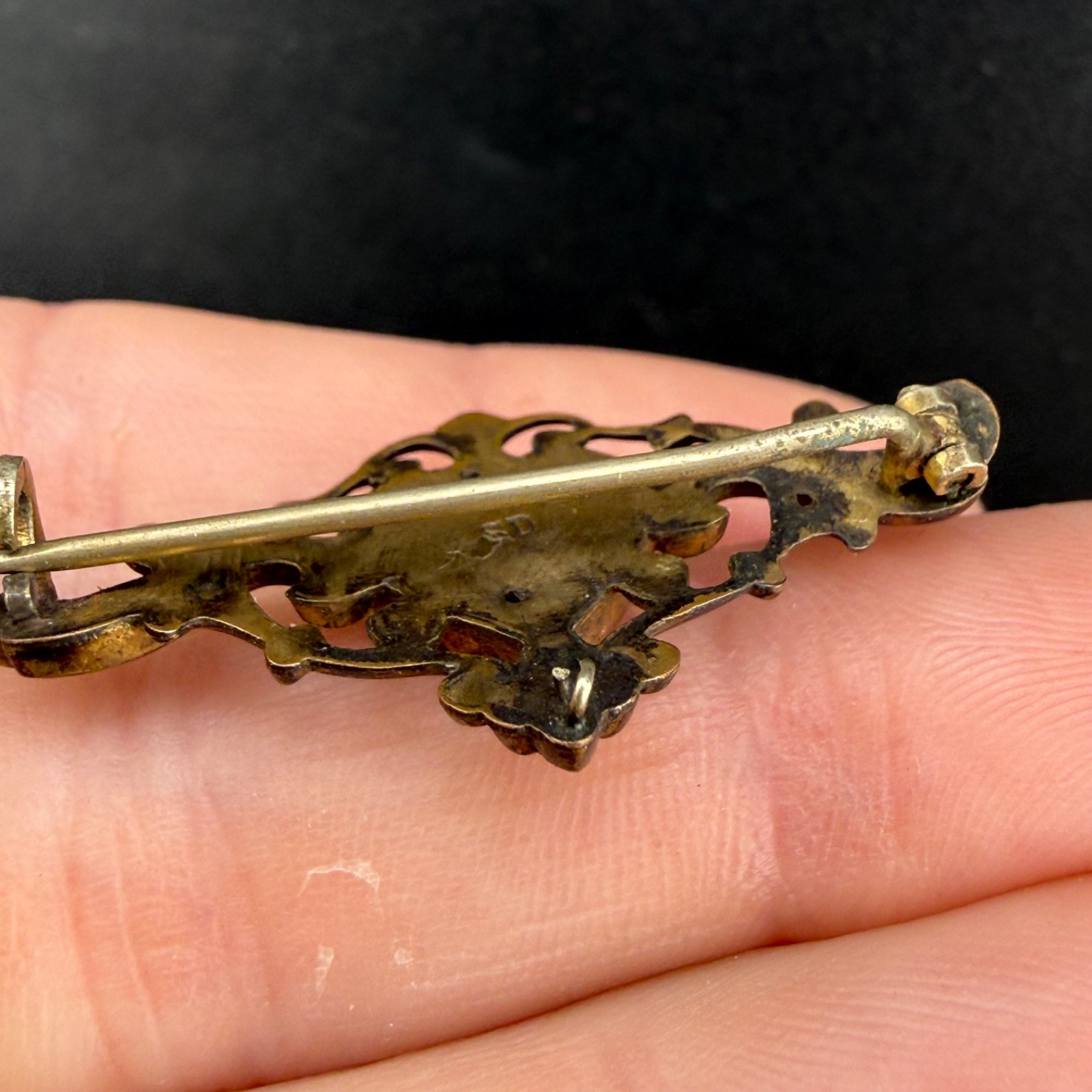 Vintage Victorian Pocket Watch Chain Brooch Gold Filled Heart