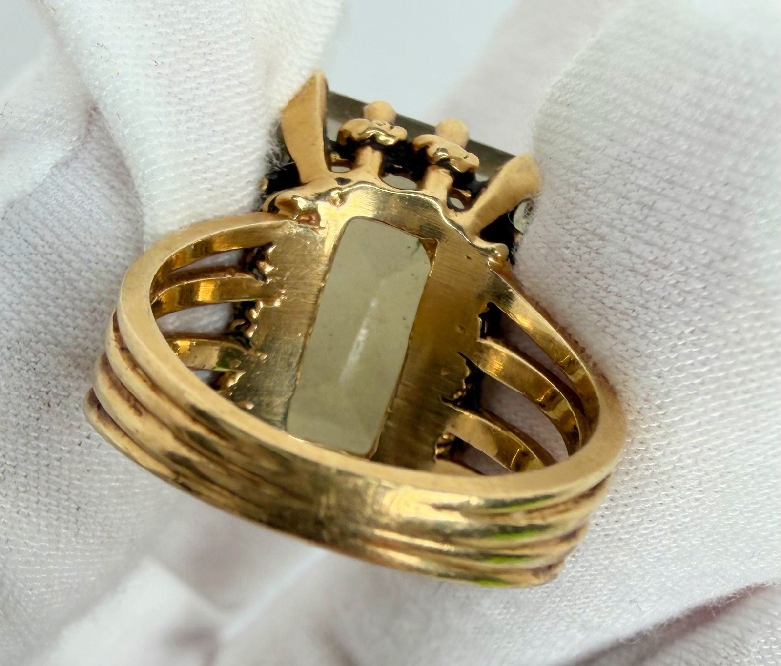 Glam Mid-Century Citrine Cocktail Ring 14k Womens Size 7