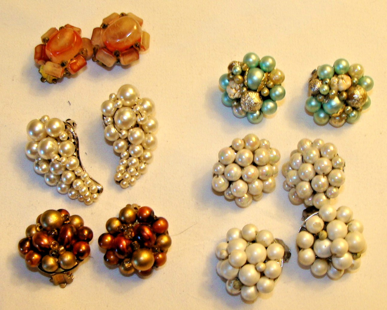 10 Pairs Vintage Earrings Austria W. Germany Czech Japan Hong Kong