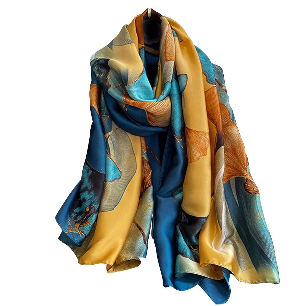 Womens 100% Large Mulberry Silk Scarf Long Satin Scarf Fashion Lightweight Wraps