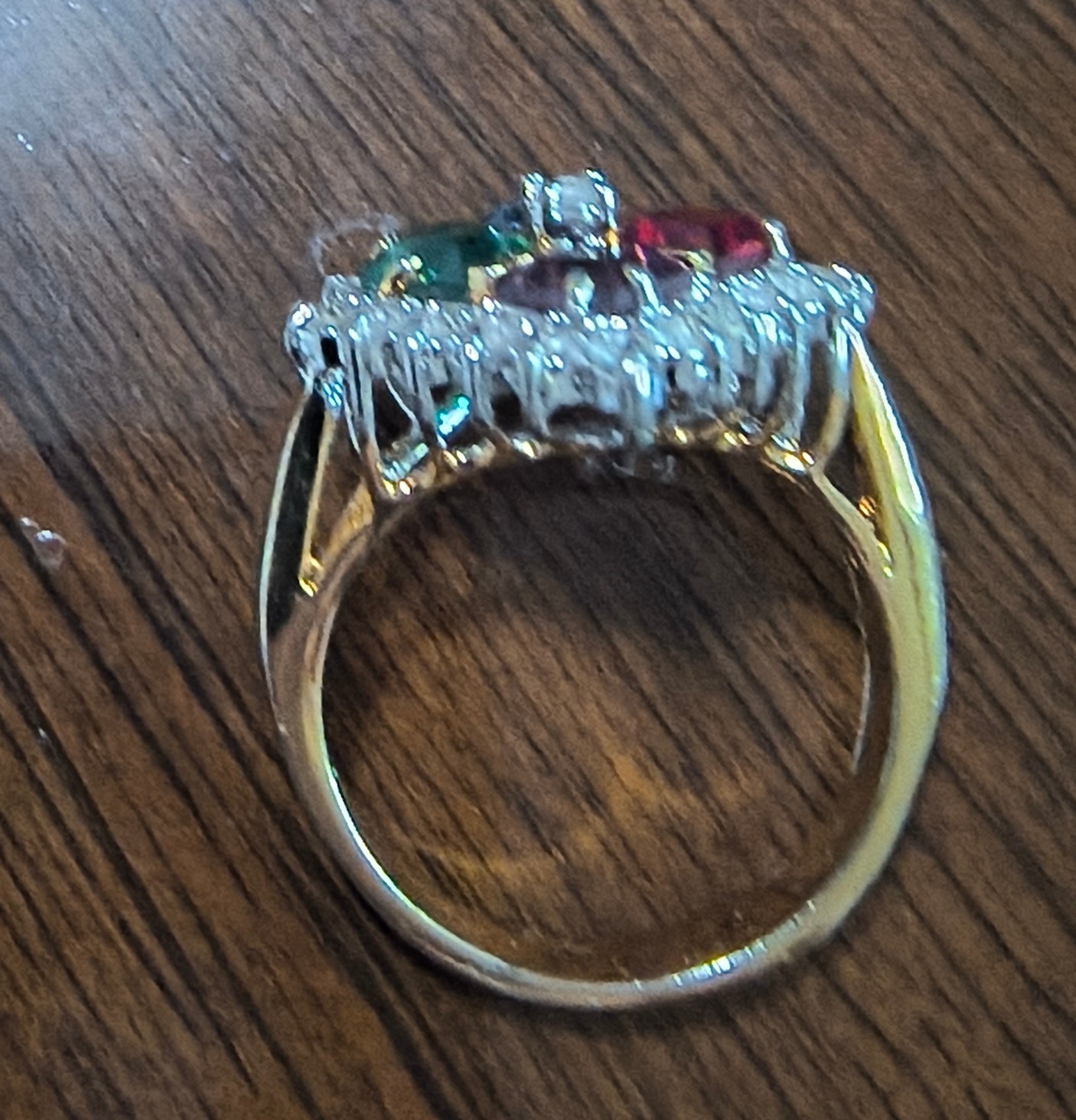Vintage Colorful Cocktail Statement Ring – Gold Tone