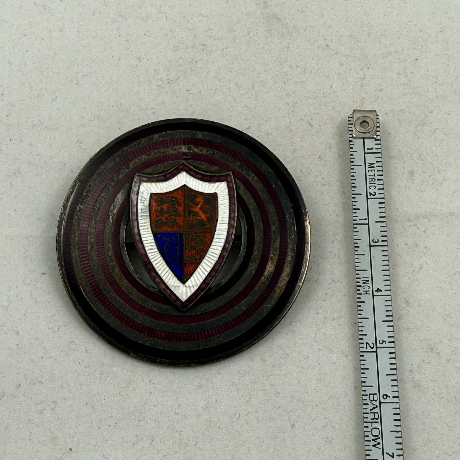 Vintage Unique Sterling Silver Enamel Great Britain Coat of Arms Brooch 23 Grams