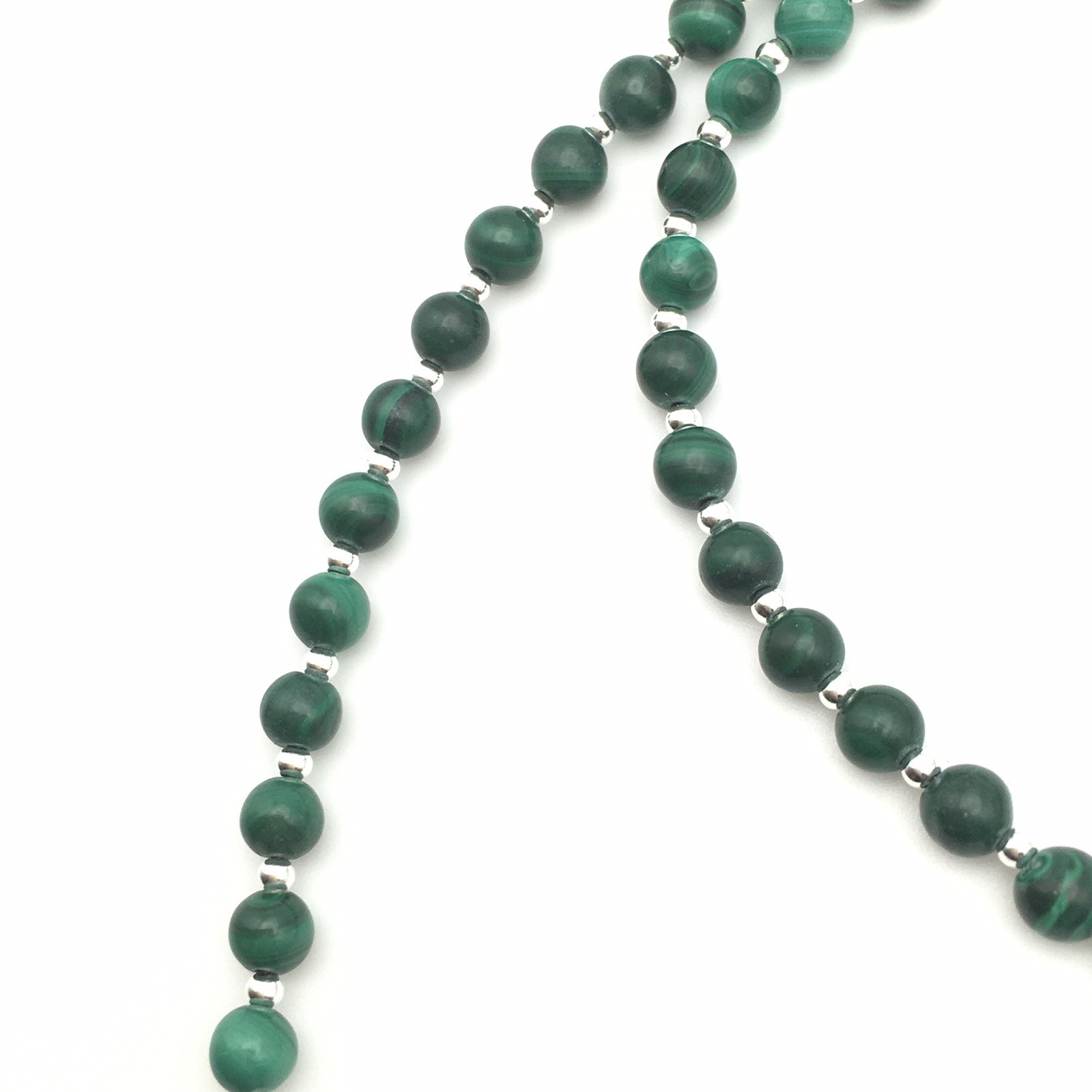 Silver Schark Handmade Sterling Silver & Green Malachite Necklace 21″ #97