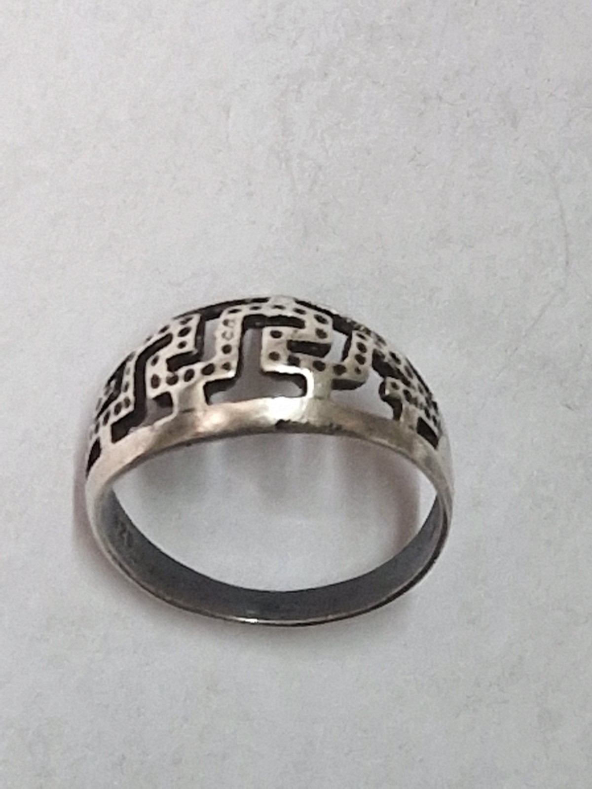 Vintage Sterling Silver 925 Greek Key Maze Cut Out Band Ring Size US 6.5