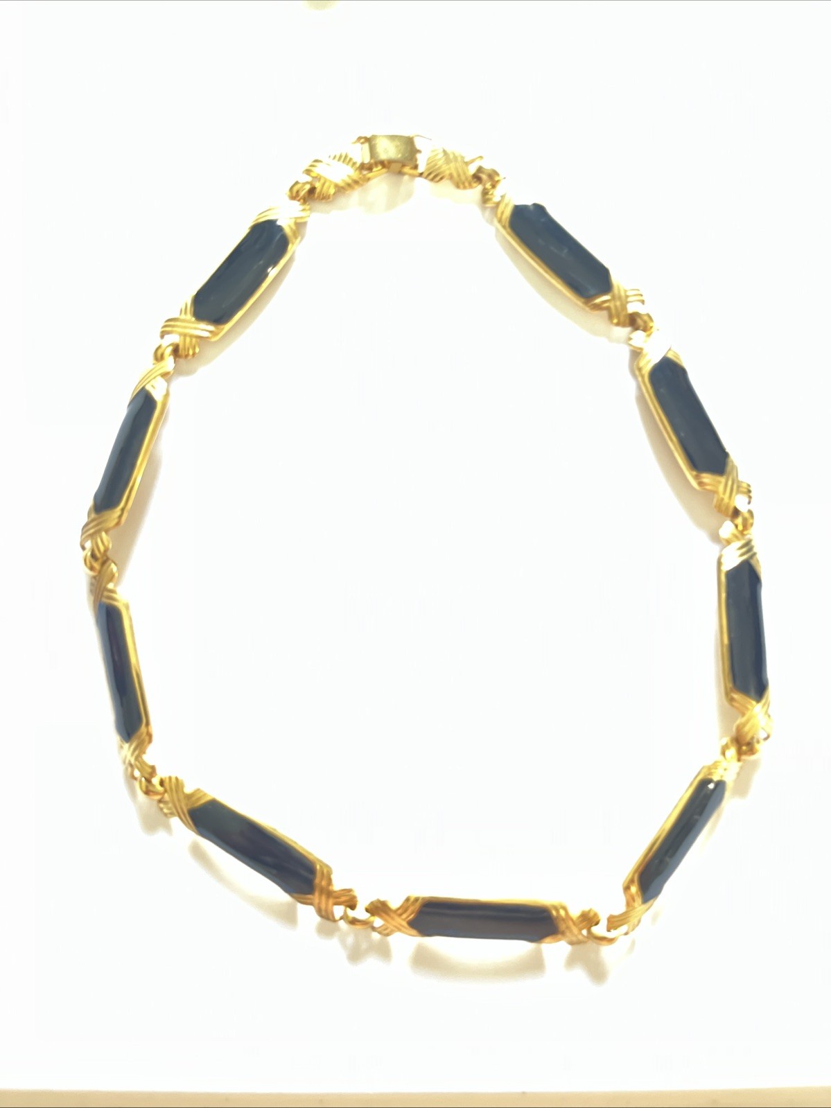 Black & Gold Tone Necklace 16” Choker
