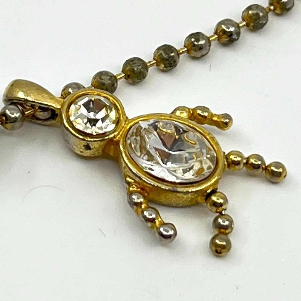 Vintage Y2K Multi-Color Rhinestone Boy & Girl Charm Ball Chain Necklace Classic