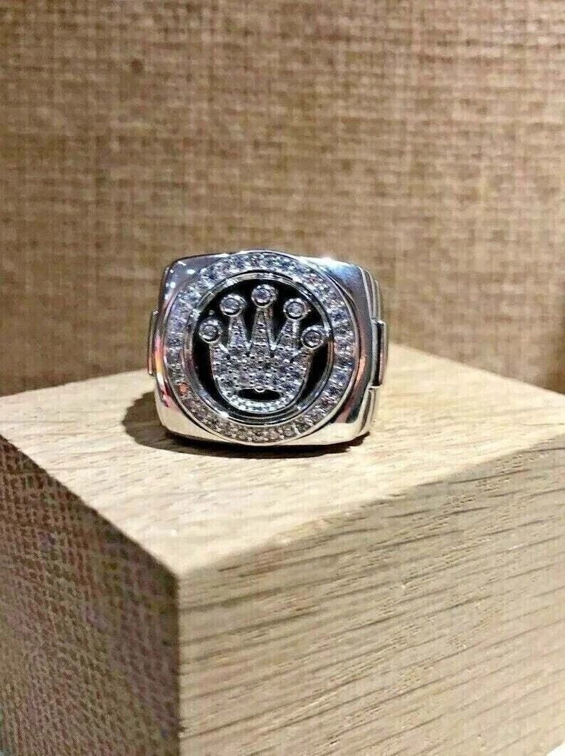 3.15Ct Round Cut Lab Created Men’s Anniversary Engagement 14K White Gold FN Ring