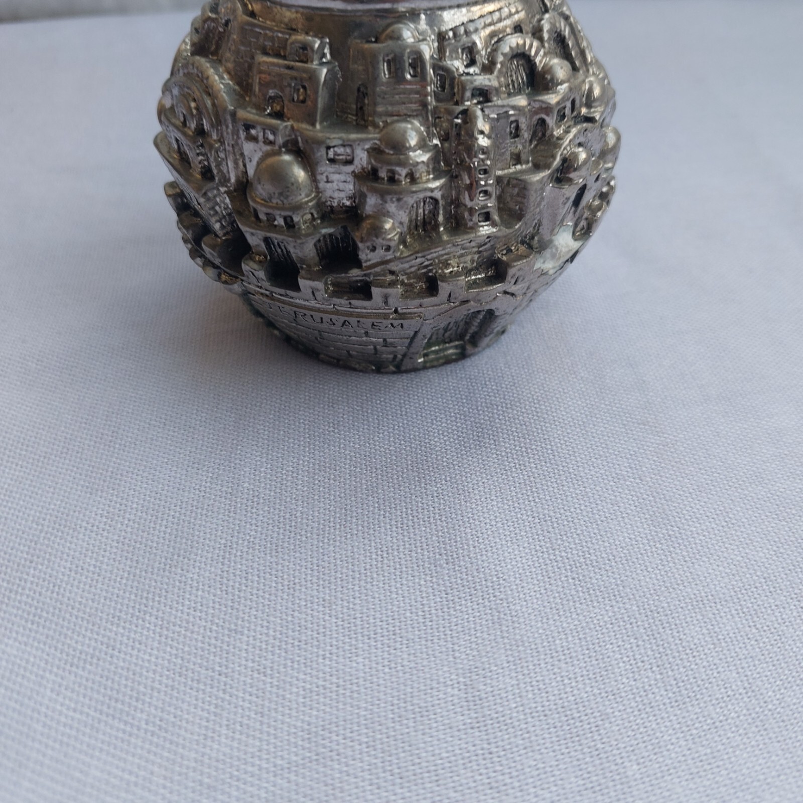 Vintage Jerusalem City Heritage Statue Made of Stone Plated with 925 Silver
