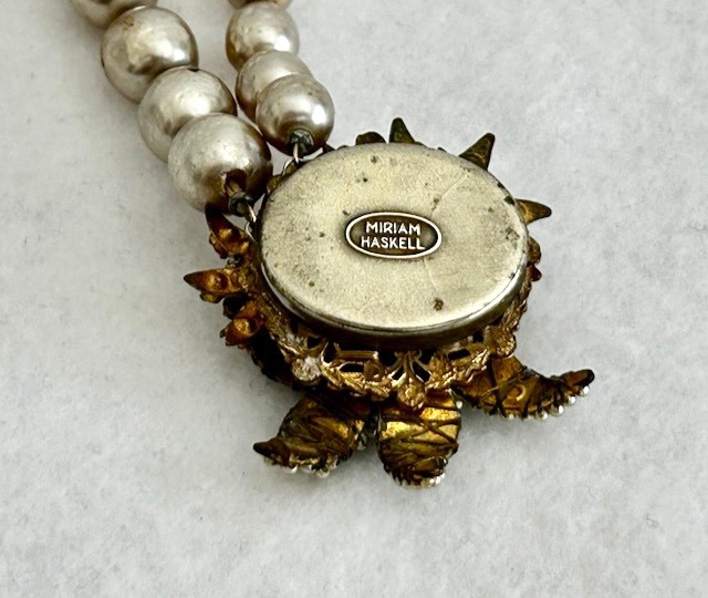 Miriam Haskell 2-Strand Baroque Faux-Pearl Choker Necklace with Starfish Clasp