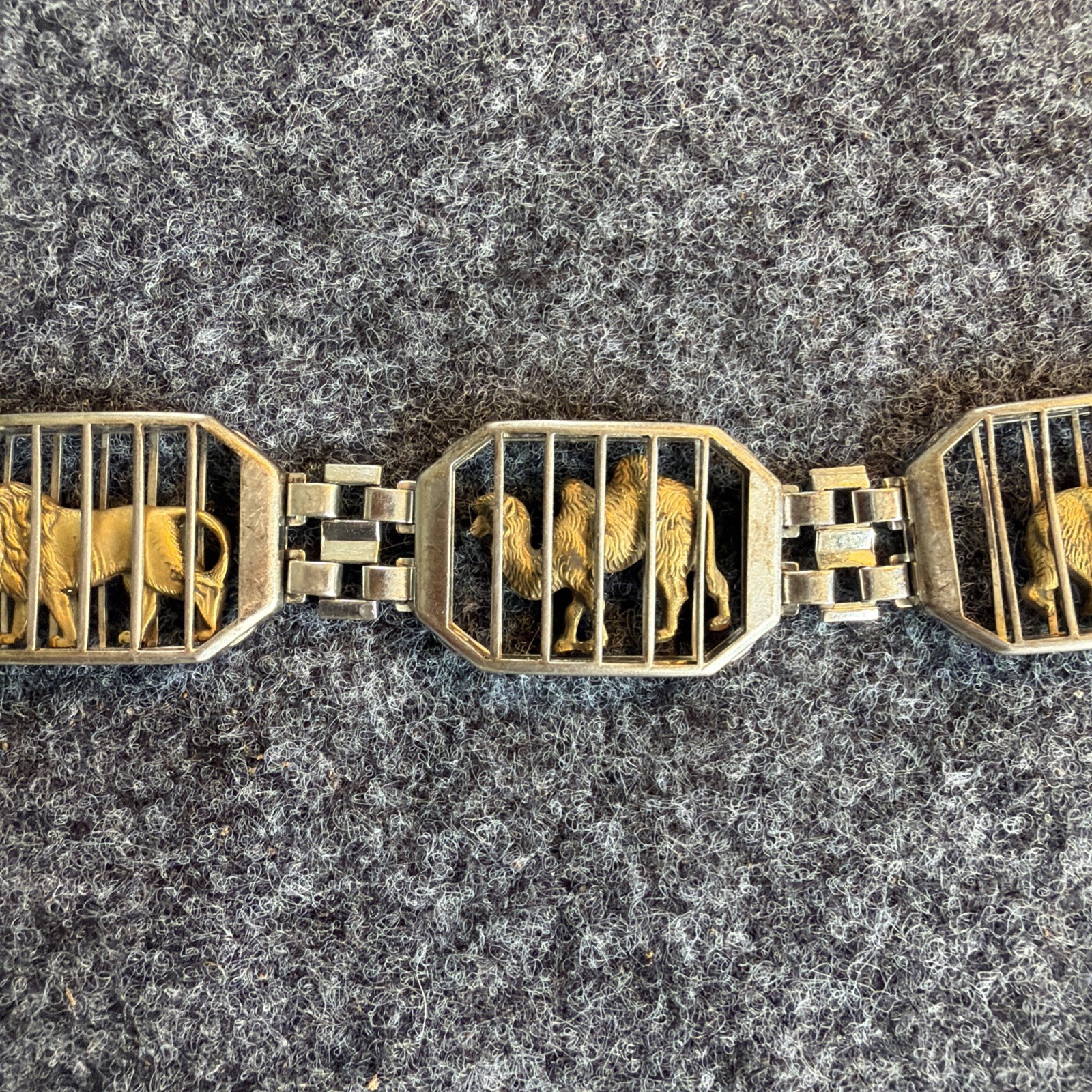 Vintage 1940s Bennett & Bradford Sterling Silver Circus Cage Animal Bracelet BB