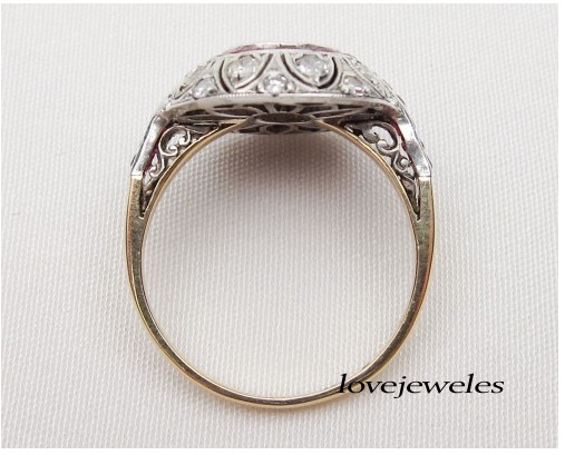Lab-Created 3.21CT Round Cut Diamond Vintage Art Deco Ring 14K 2-Tone Gold Over
