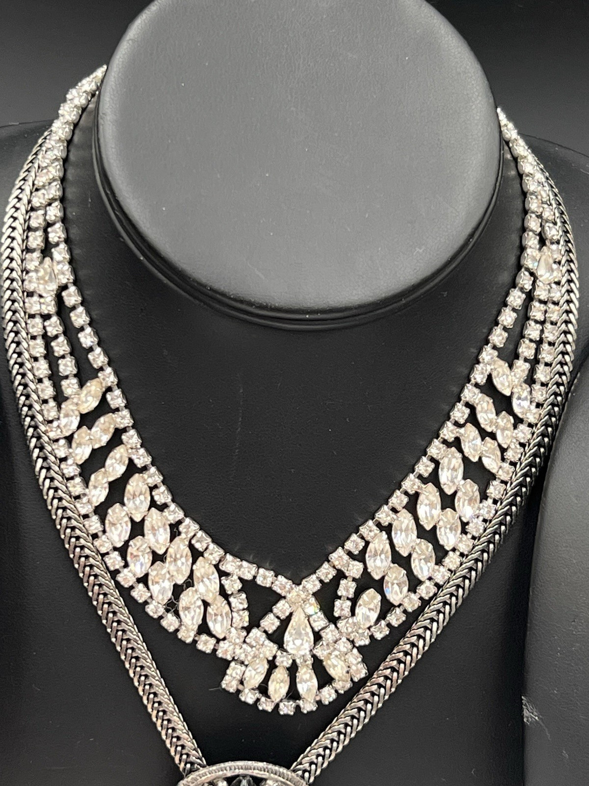 Vintage Rhinestone Necklace Lot, Bib & Statement, Signedf Kramer, Selro