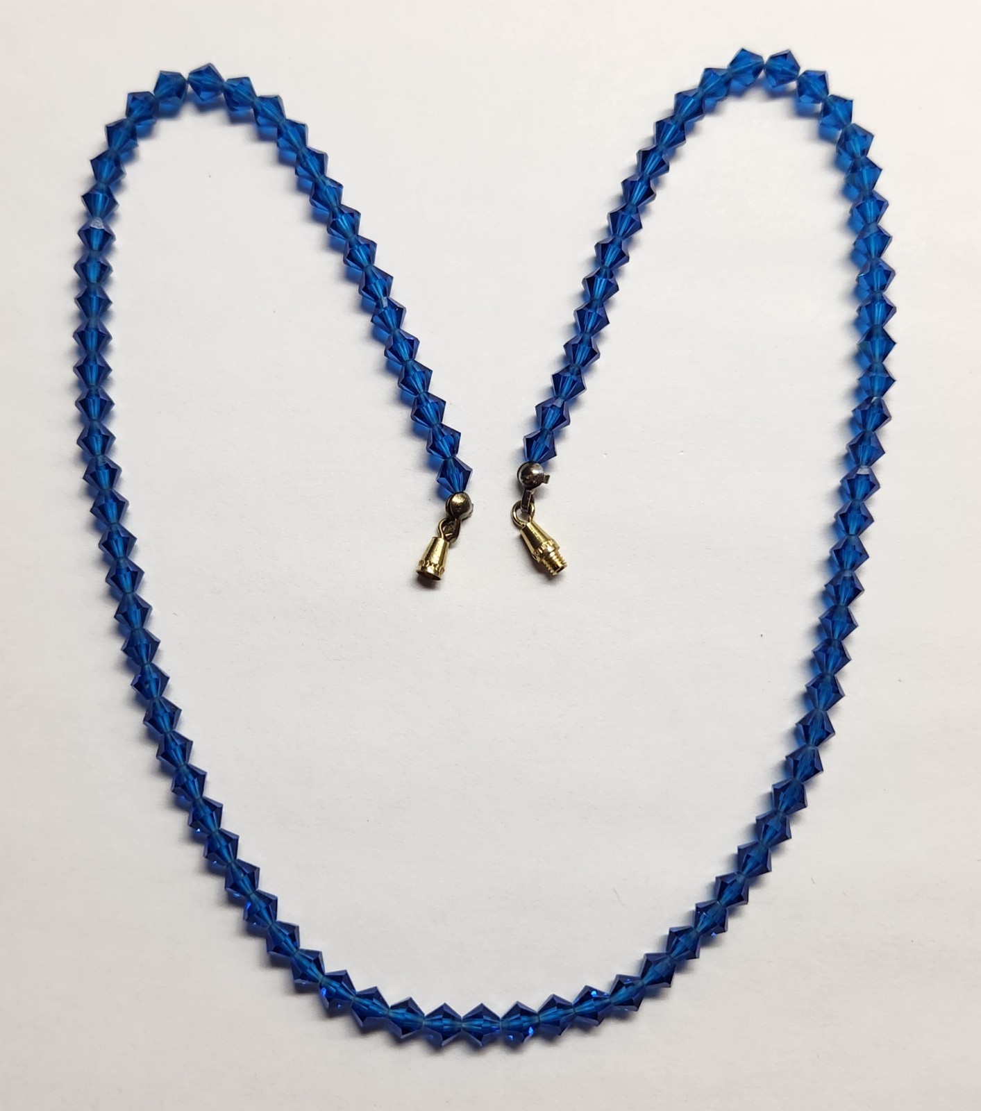 Vintage Electric Blue Czech Bead Necklace