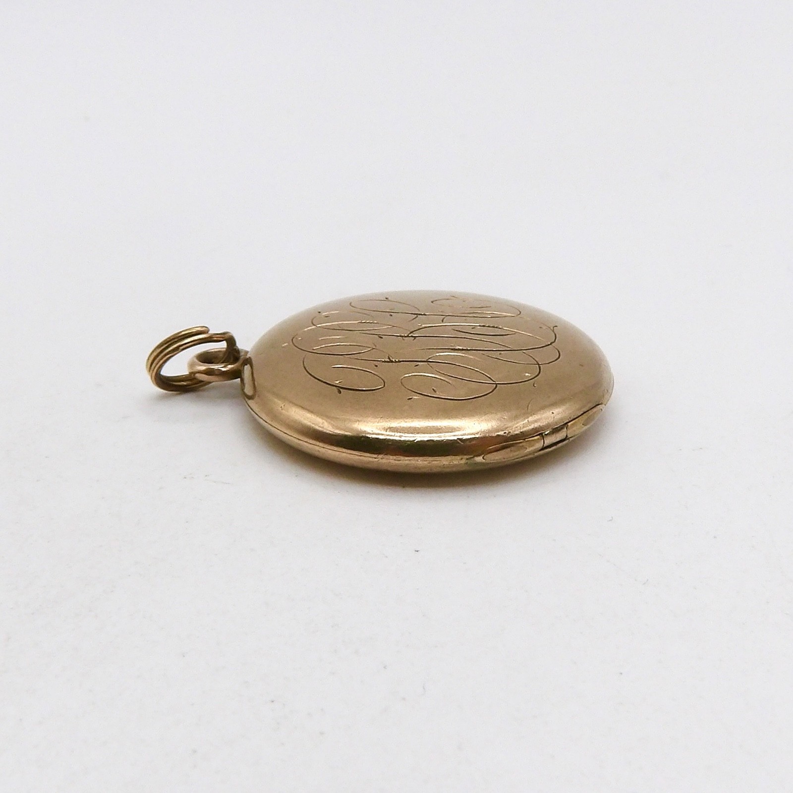 Antique 14k Gold Shell Photo Locket Charm Pendant RBC Old Pictures Inside W&Hco