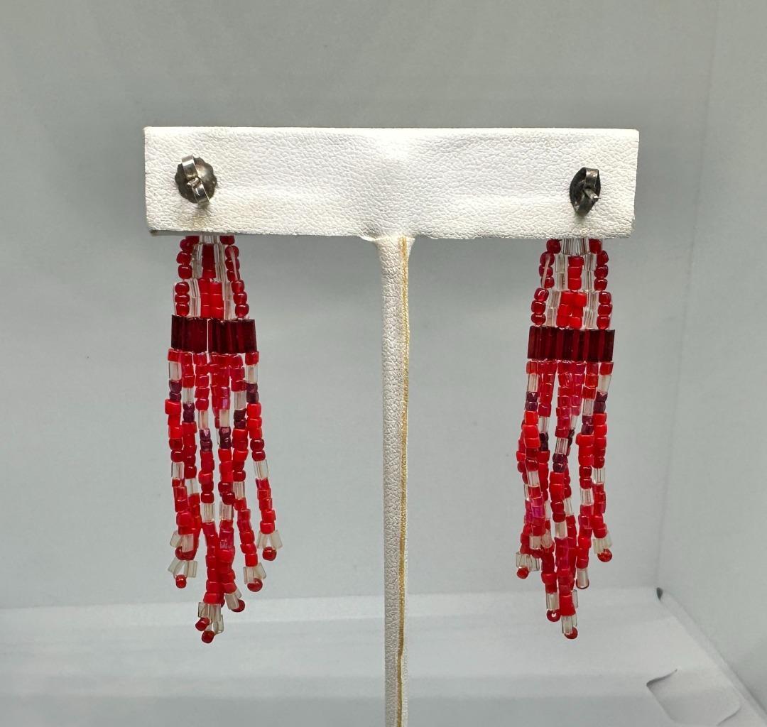 Vikki Carr Estate Red Bead Earrings Certificate Of Authenticity Dangle 2.75 Inch