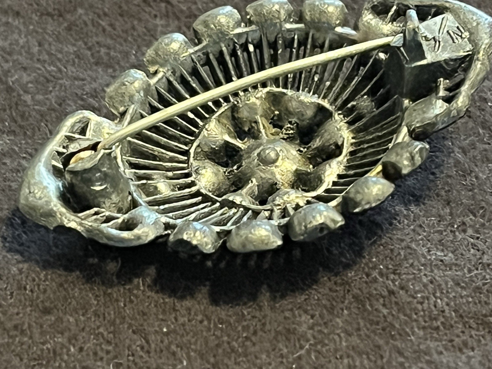 Little Nemo Art Deco Rhinestone Brooch/Pin, Silver Tone Vintage, 1.75″L x 1″W
