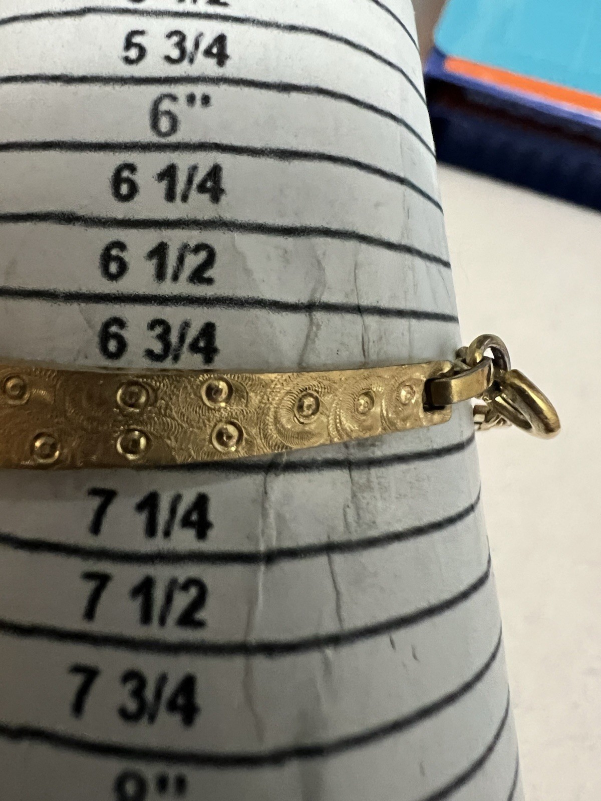 Vintage Signed JB Gold Tone Engraved Wrist Chain Cuff Necklace Bracelet 7”