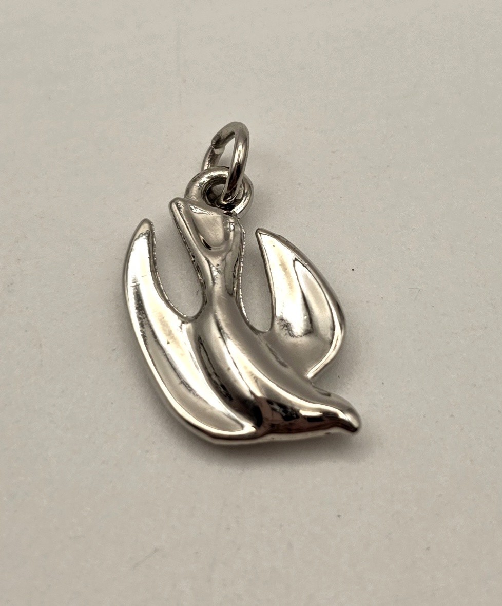 Silver Tone Bird Flying Dove Pendant Charm w/ Bail Birds Theme