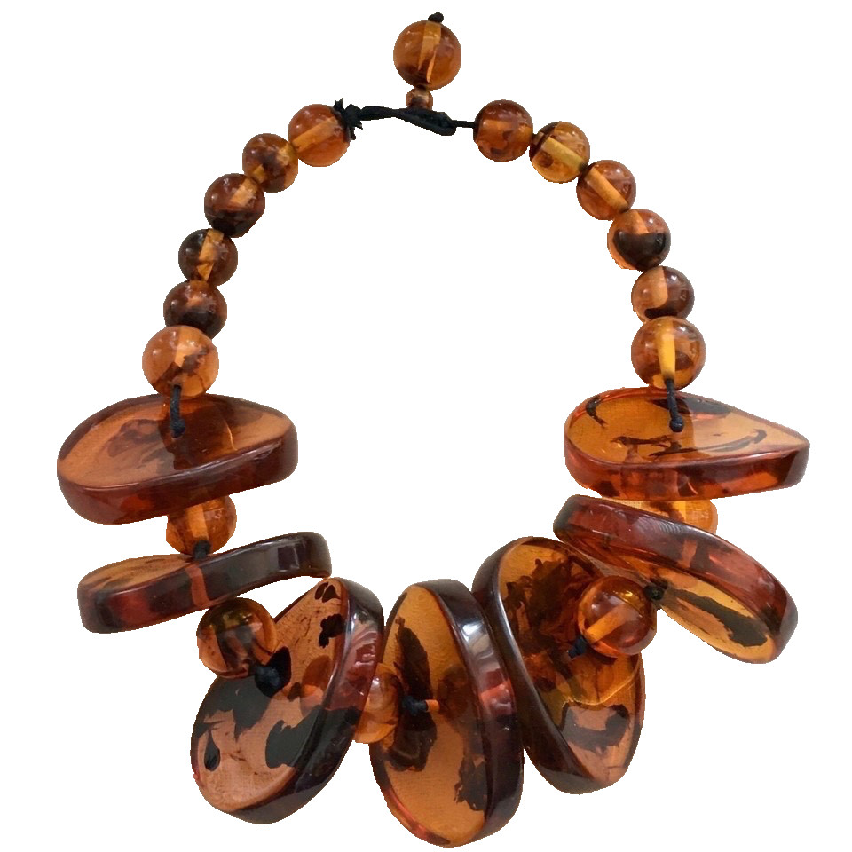Anthropologie Amber Resin Statement Necklace