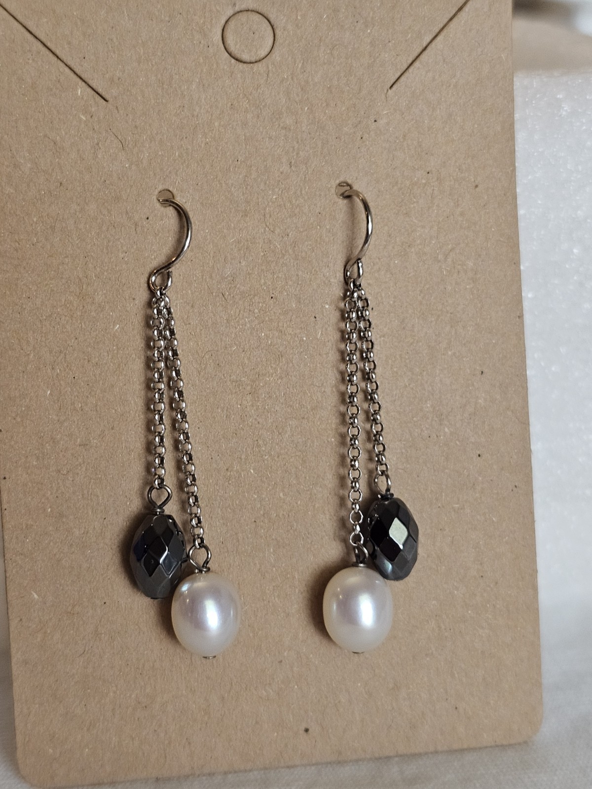 BLACK ONYX FRESHWATER PEARL DANGLE EARRINGS 925 STERLING SILVER