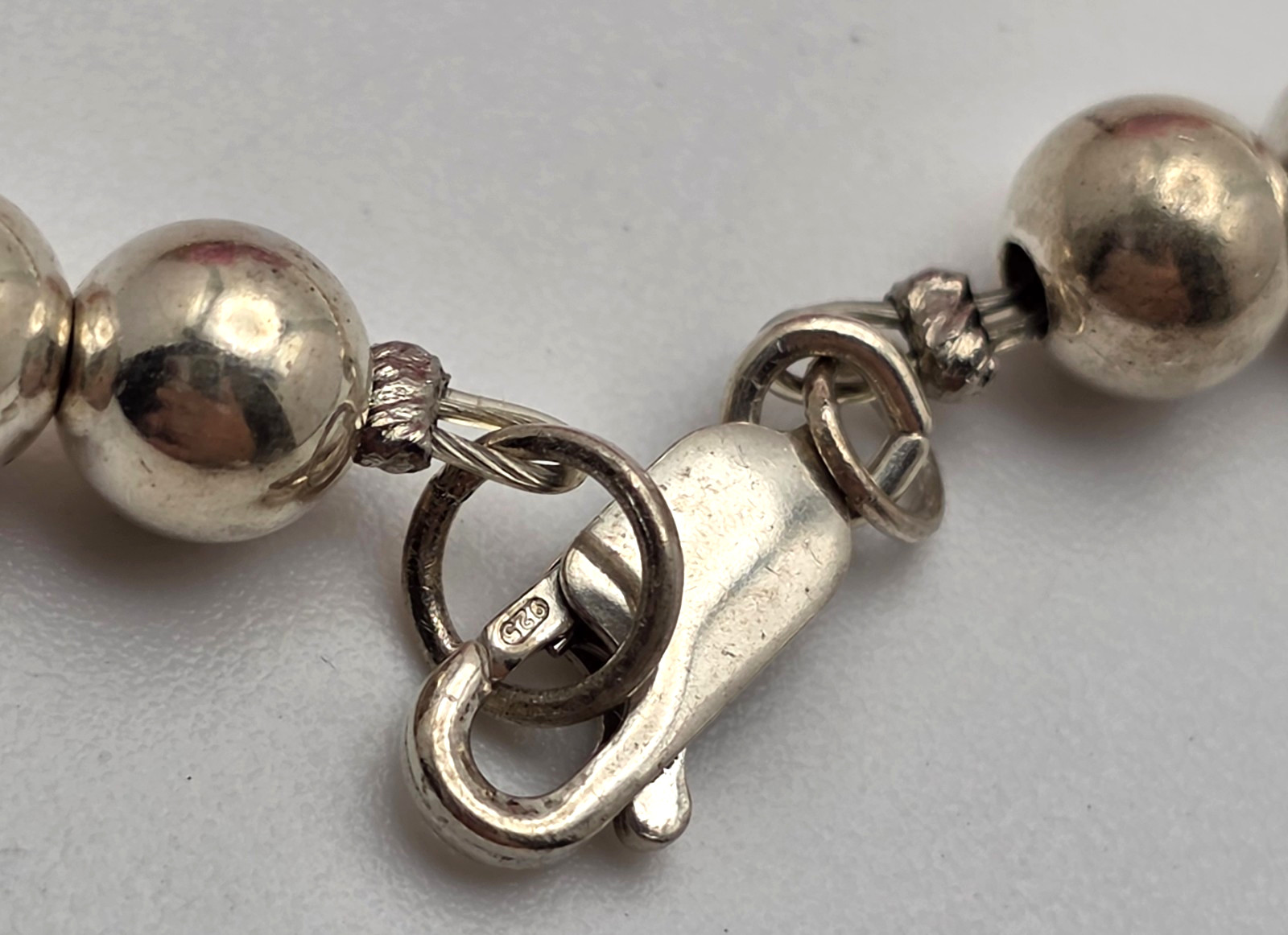 Vintage Sterling Silver Ball Bead Necklace 18 In 6mm Beaded Strand Classic