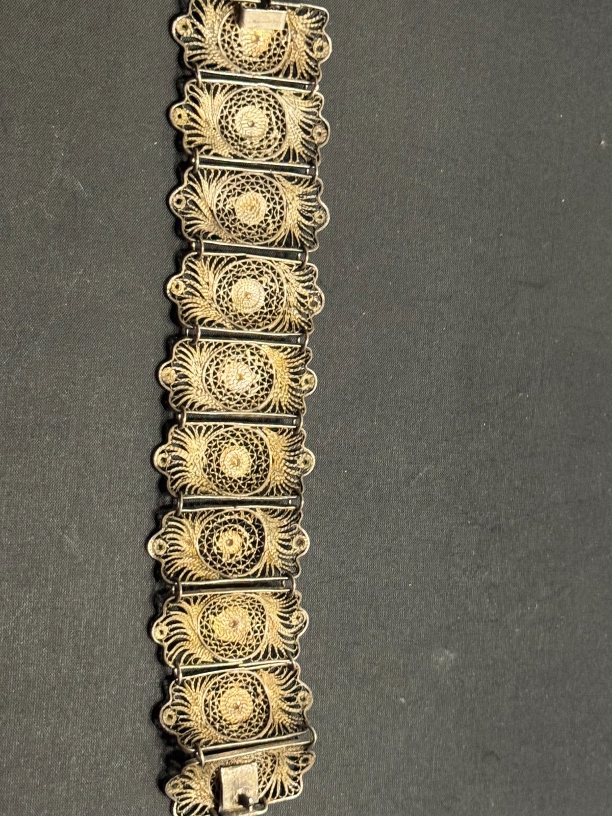 A-058 1930’s Sterling Silver wire-work Filigree Bracelet Made In Mexico .925