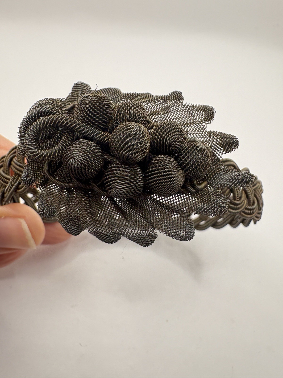 Antique German Silesian Iron Wire work Grape Cluster Bracelet