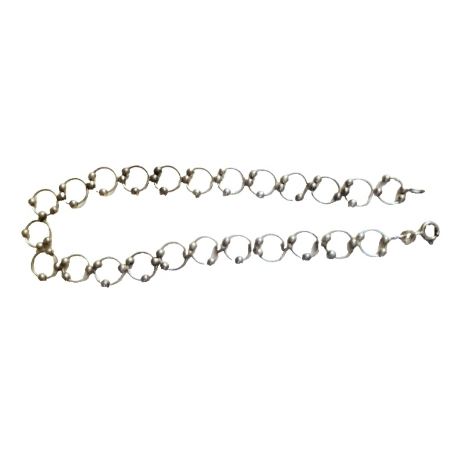 Beautiful Bali Open Circle Beaded Ball Style 925 Sterling Silver Bracelet 10″