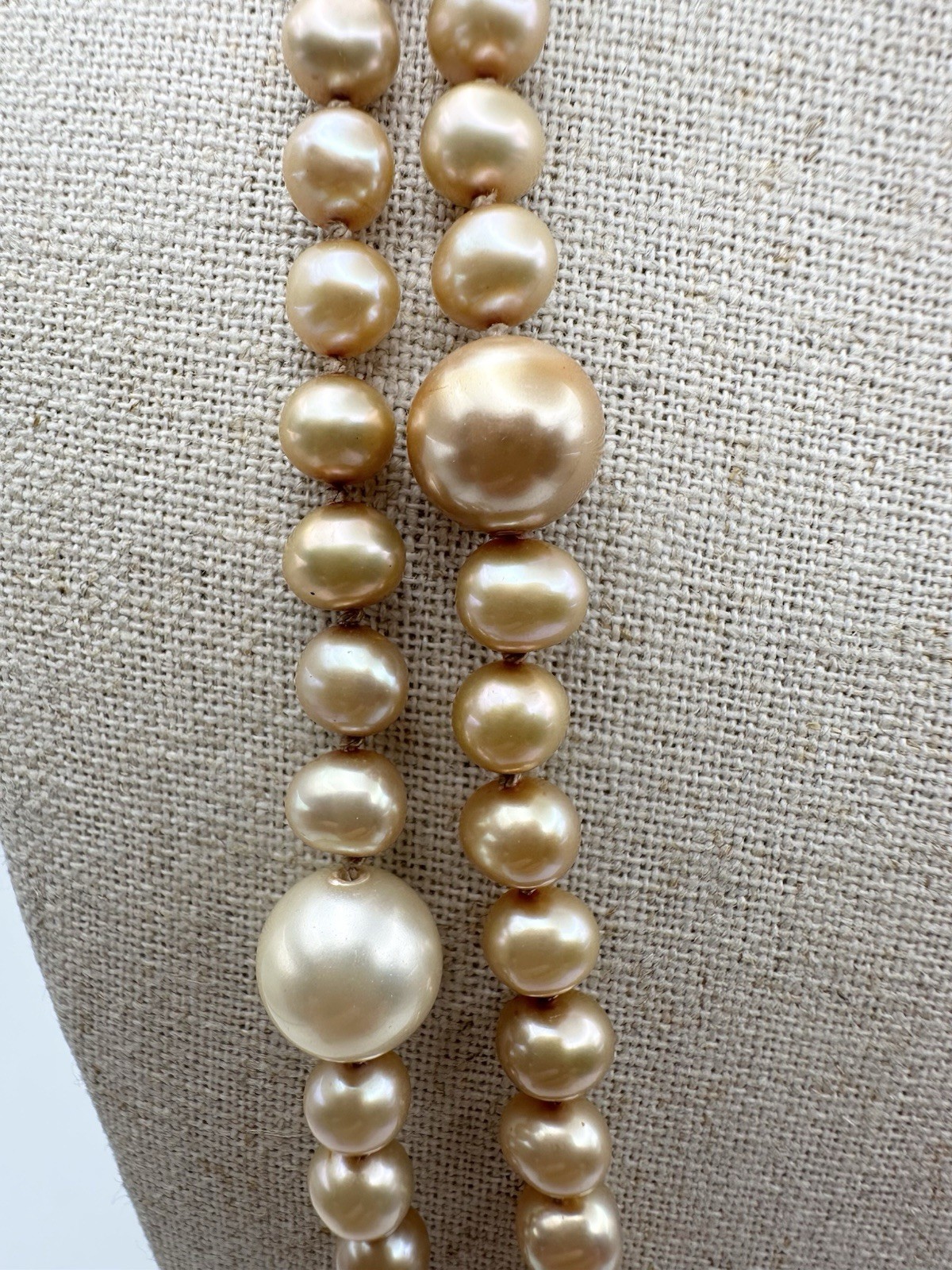 Vintage Freshwater Pearl With Large Imitation Pearl Necklace 48” Sterling Clasp