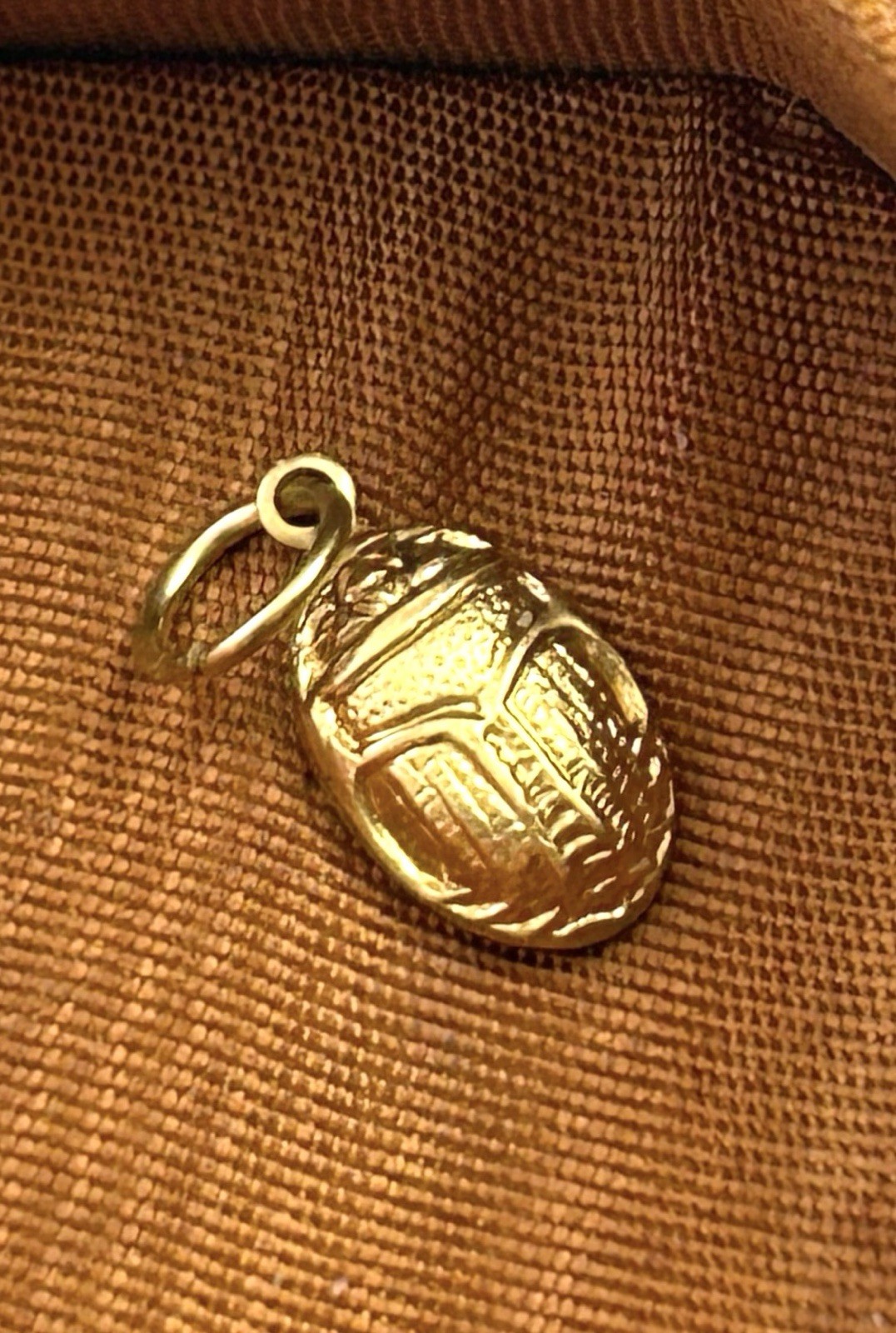Vintage Scarab Charm Pendant Vintage Jewelry Egyptian Beetle Brass Metal Charm