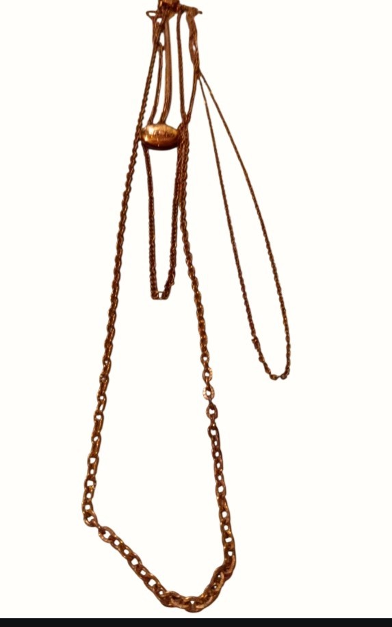Vintage Gold-Tone Multi-Strand Layered Chain Necklace with Round Medallion