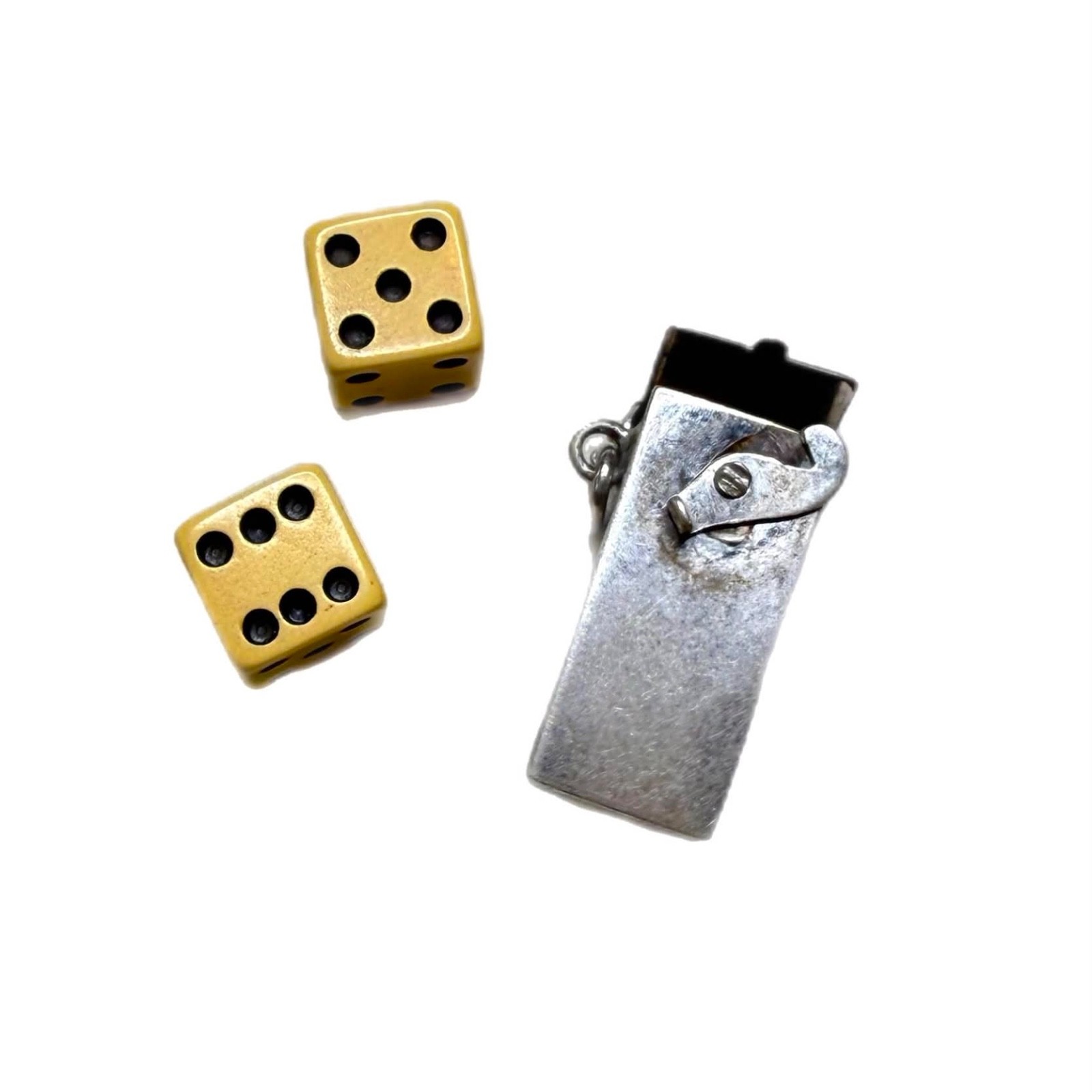 LUX Mid Century Sterling Silver Dice Holder Pendant Fob, with Dice