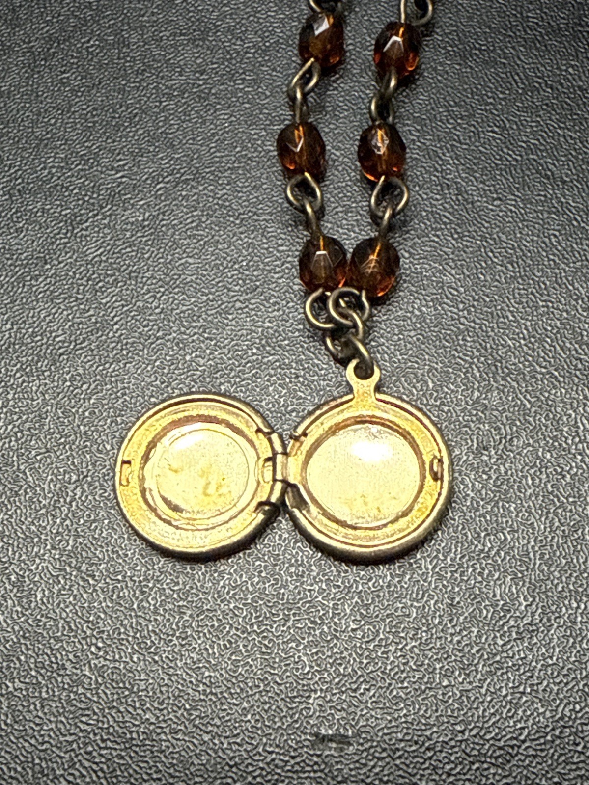 Vintage Necklace Picture Locket Cloisonné Pendant Glass Beads 2 Strand Necklace