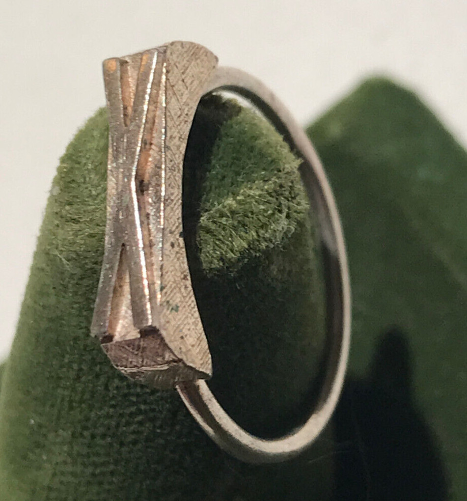 Vintage Sterling Silver Stamped Typebar Monogram “X” Ring Size 6 ADJUSTABLE
