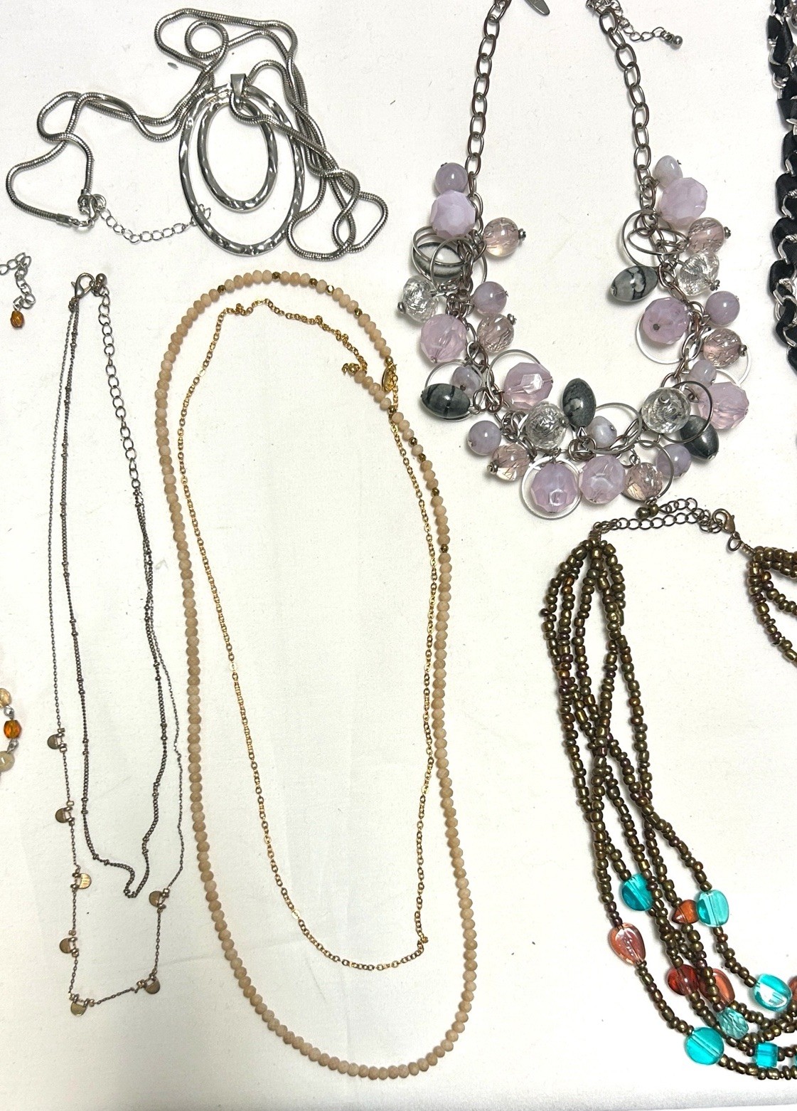 Assorted Necklaces Lot Of 17 Some Signed Statement Colorful Chunky Sleek Summer
