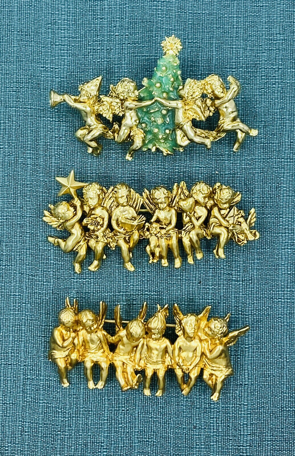 I Am Edgar Berebi All 3 Vintage All In A row Angels Pins For One Price
