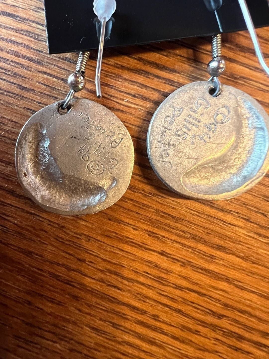 Vintage 1994 Gillis Pewter Celestial Moon and Star Dangle Earrings