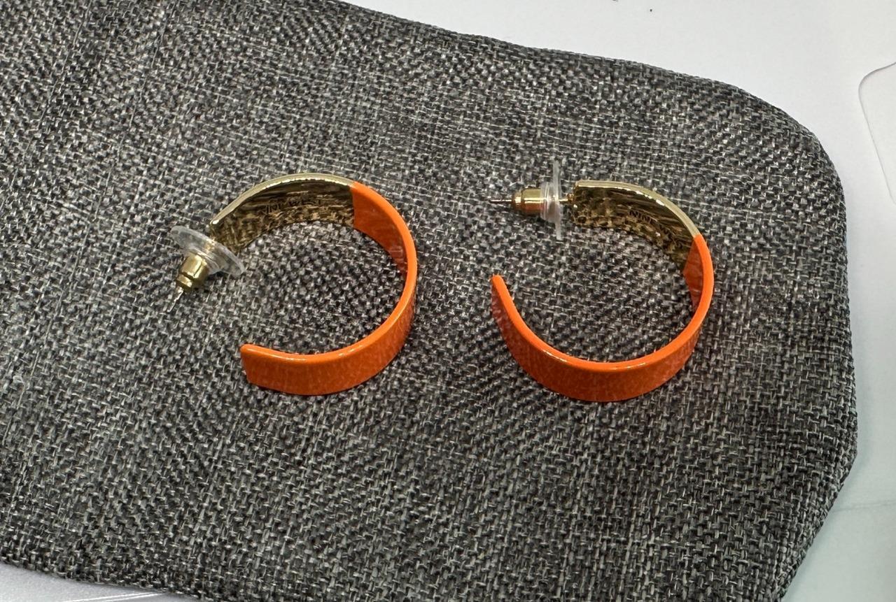 Vikki Carr Estate Orange Hoop Earrings Certificate Of Authenticity 1 Inch