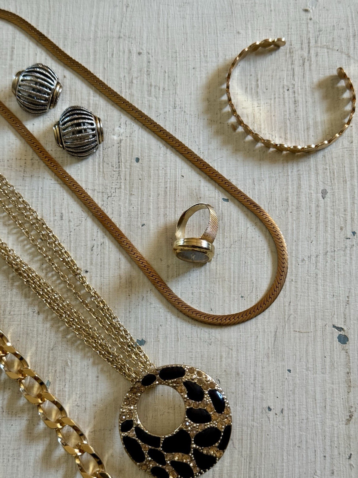 Vintage To Now Gold Tone Wearable Costume Jewelry Lot 9 Pieces