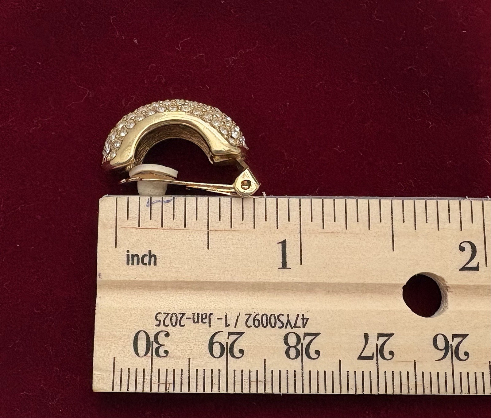 Vintage Christian Dior Clip on Earrings Pave Crystal Half Hoop