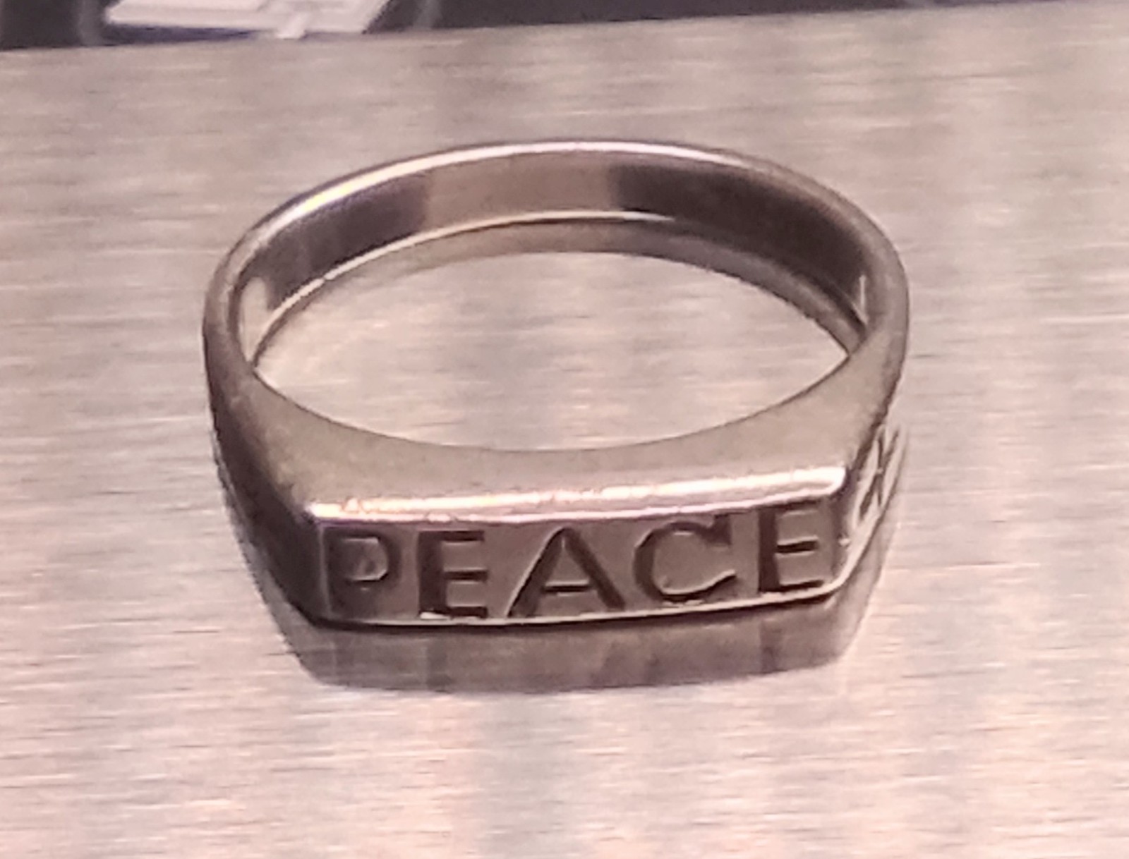 Vintage 925 Sterling Silver Peace Ring Cross Signet Band Sz 7.75 Boho Religious