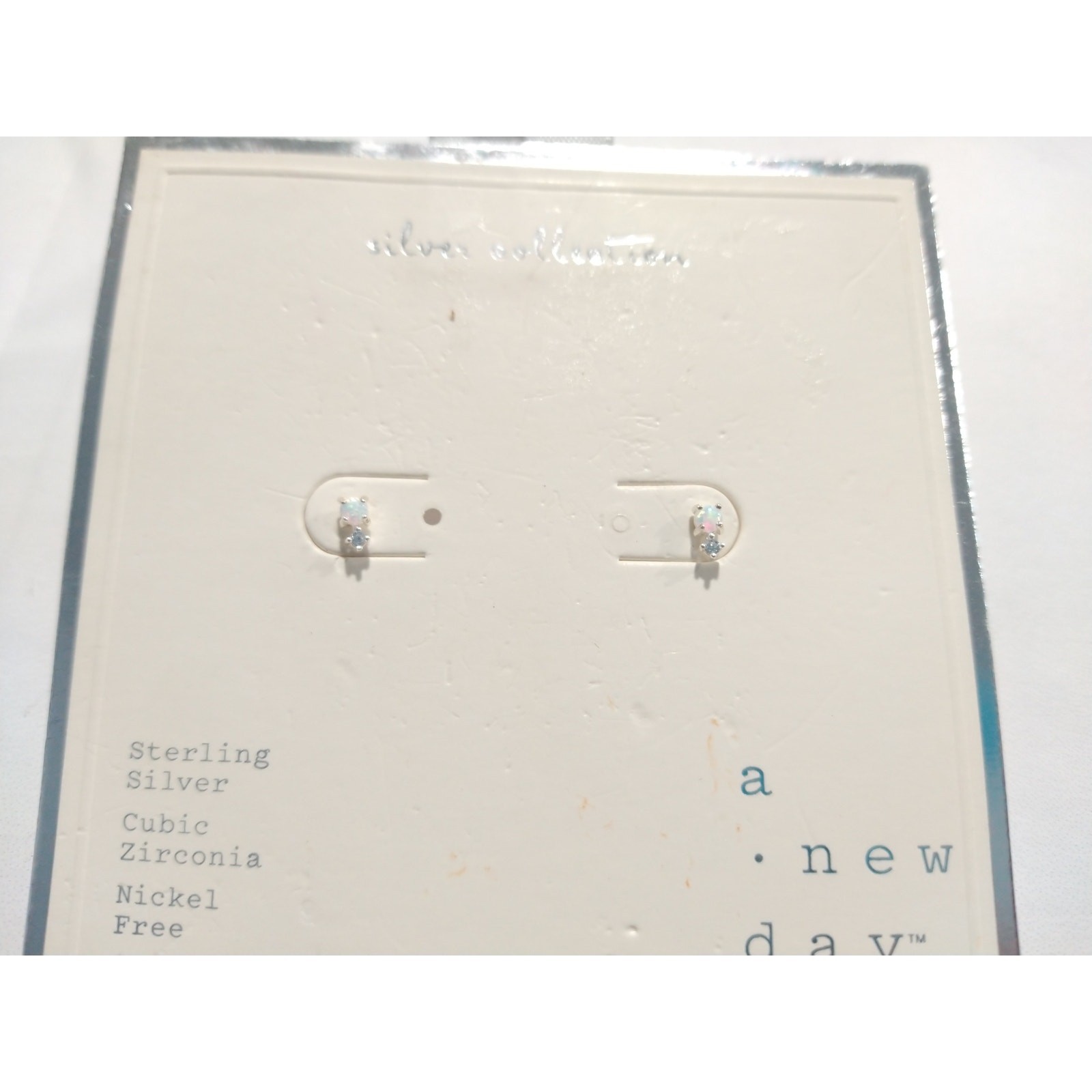 A New Day 925 Sterling Silver CZ Dainty Stud Earrings Nickel Free ES1