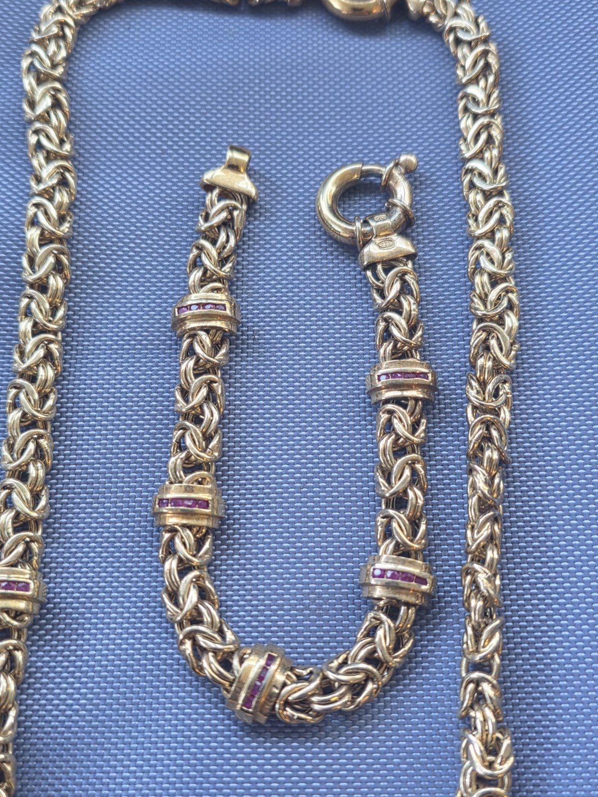 Vintage Byzantine Goldtone Silver Plated Necklace & Bracelet Set 42 Grams #7