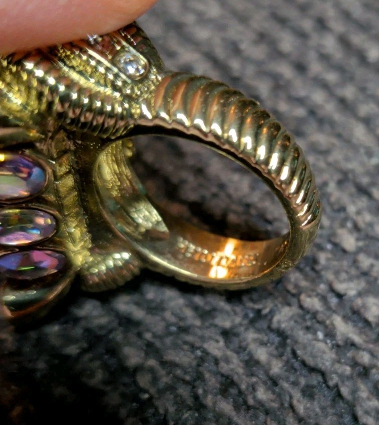 Heidi Daus Bright Turquoise Statement Ring Size 7Signed,