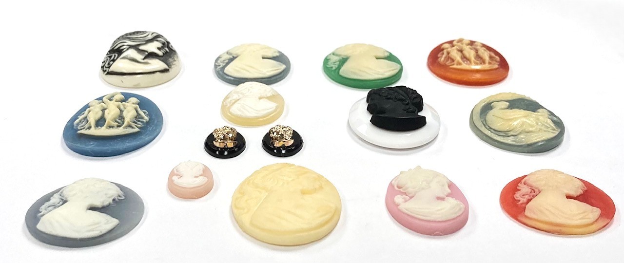 15 Vintage Acrylic Cameos (Hong Kong, Japan, West German) DIY Jewelry Making C81