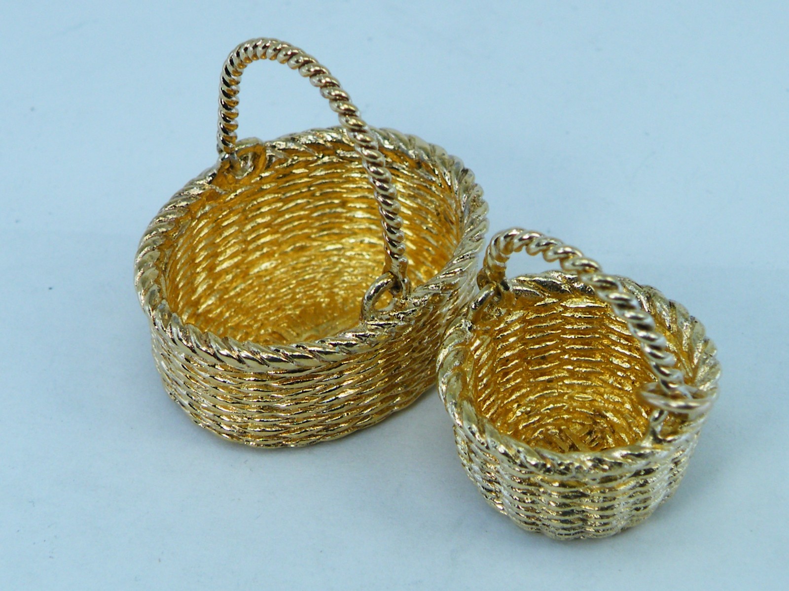 2 Minatare Sterling Silver Brown County Baskets PENDANT Charm Gold Over Vermeil