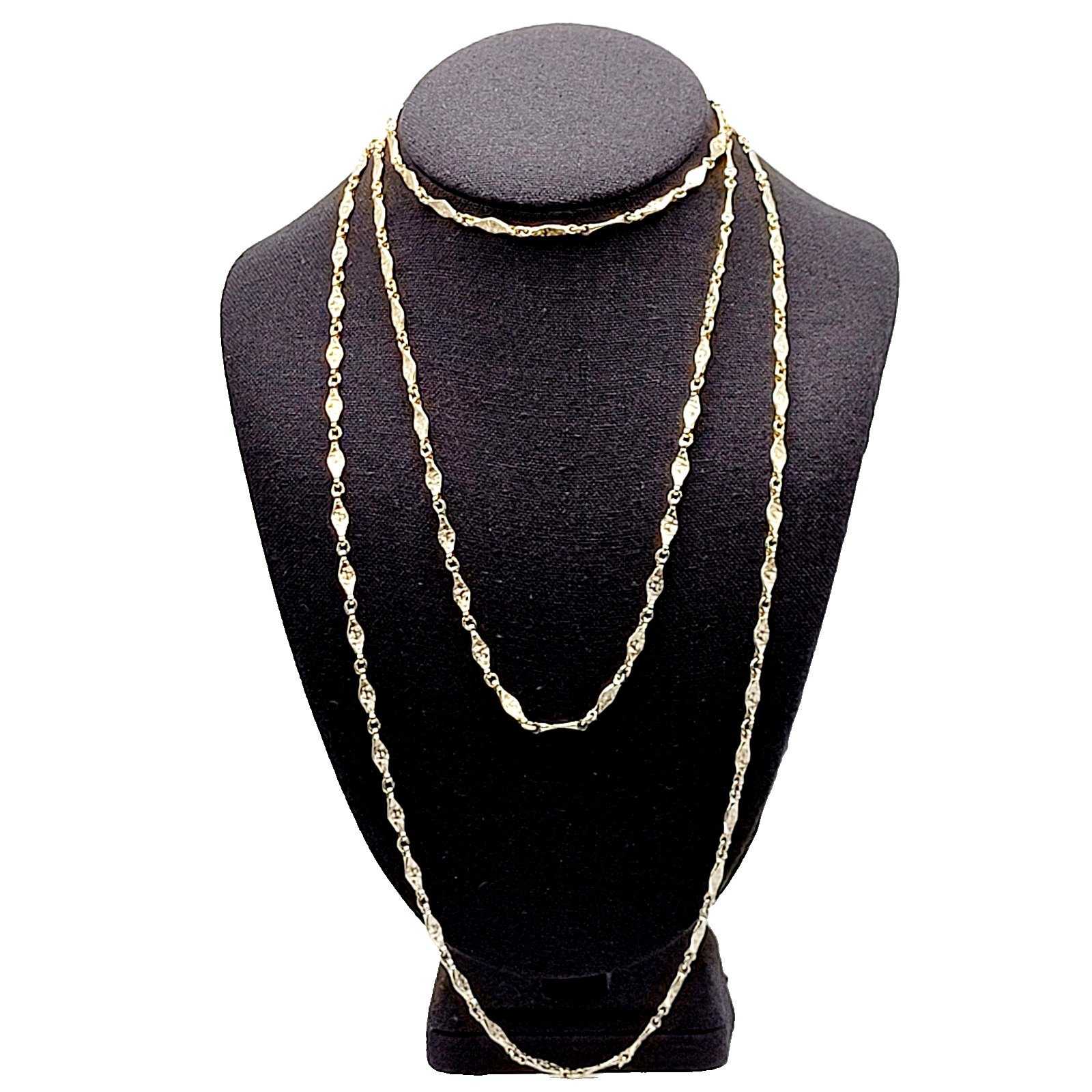 Napier Flapper Length Elongated Textured Link Chain Vtg Necklace Signed 60 Inch