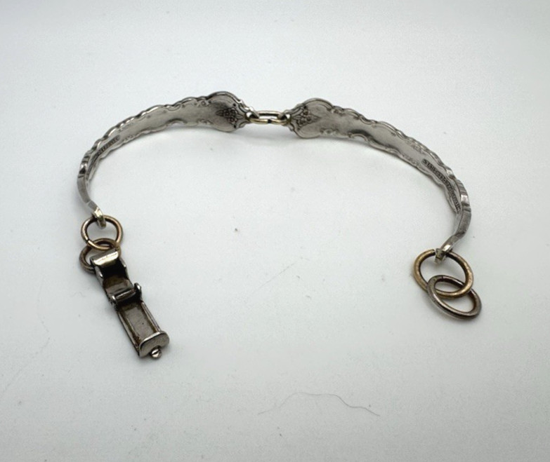 VINTAGE ESTATE SPOON ART SILVER PLATED BAR LINK BRACELET 6.75″