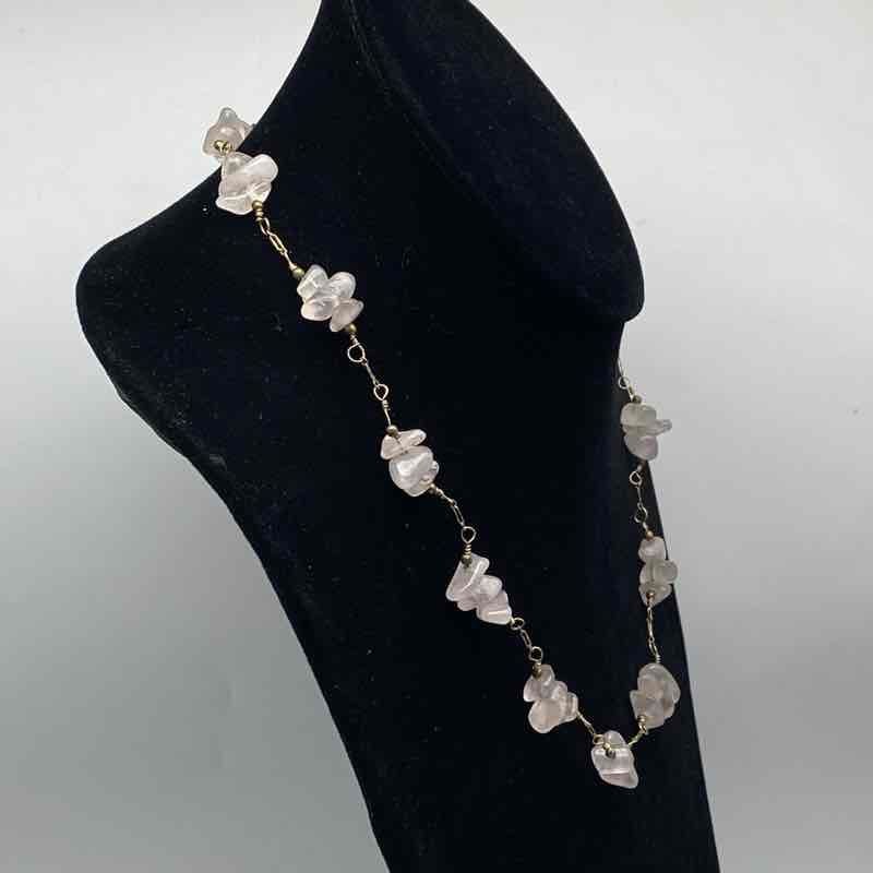 14K Gold Filled Rose Quartz Chip Station Necklace 19″ 1/20 14KGF 30g