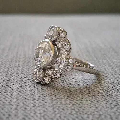 Art Deco Style 2.5Ct Round Cut Lab Created Diamond 925 Silver Engagement Ring